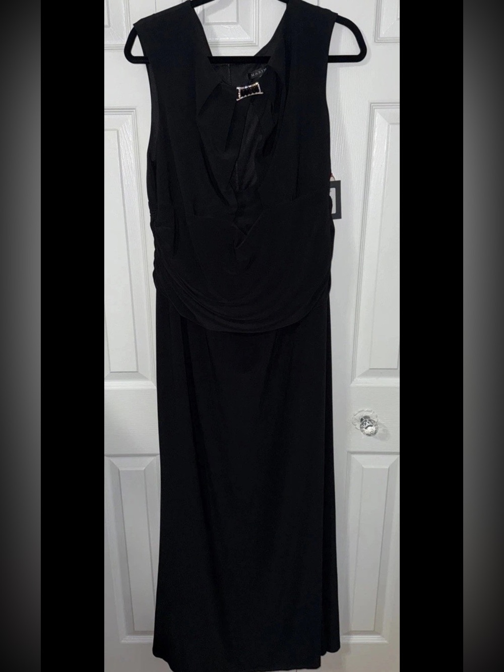 MARINA Black Sleeveless Maxi Dress with Cowl Neck